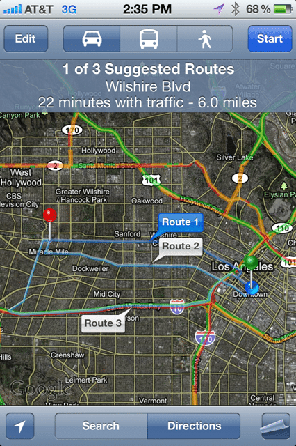 IOS 5 Brings Multiple Routes To Google Maps